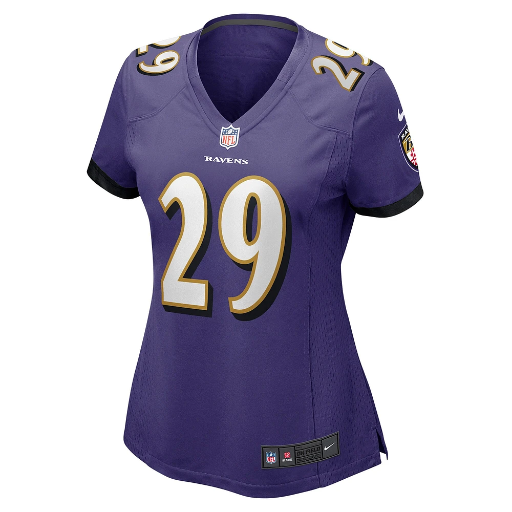 Maillot de match joueur Nike Ar'Darius Washington violet Baltimore Ravens pour femme