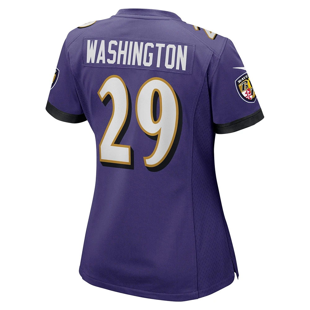 Maillot de match joueur Nike Ar'Darius Washington violet Baltimore Ravens pour femme