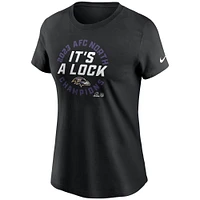 Women's Nike  Black Baltimore Ravens 2023 AFC North Division Champions Locker Room Trophy Collection T-Shirt