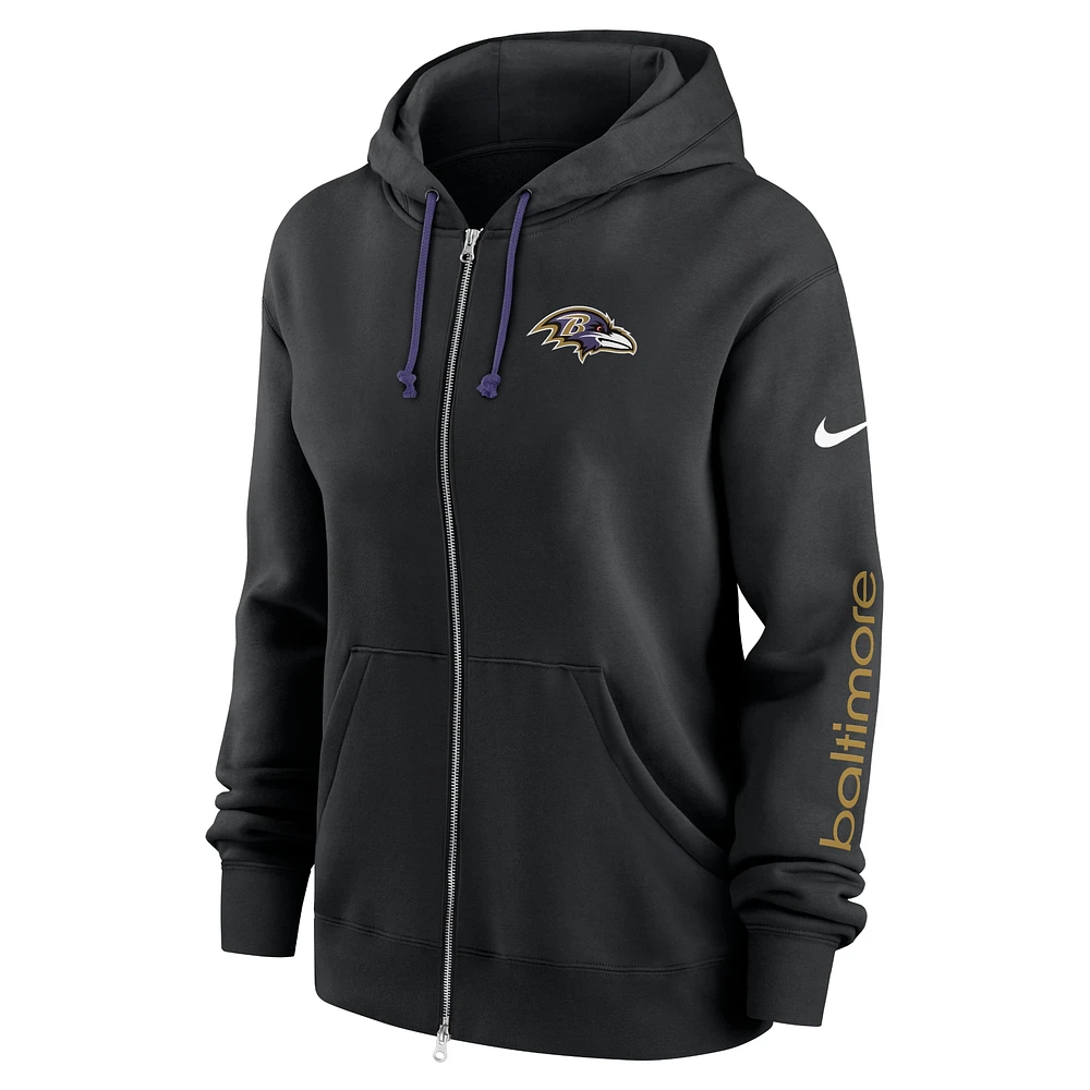 Women's Nike Black Baltimore Ravens Phoenix Hoodie Full-Zip Sweatshirt