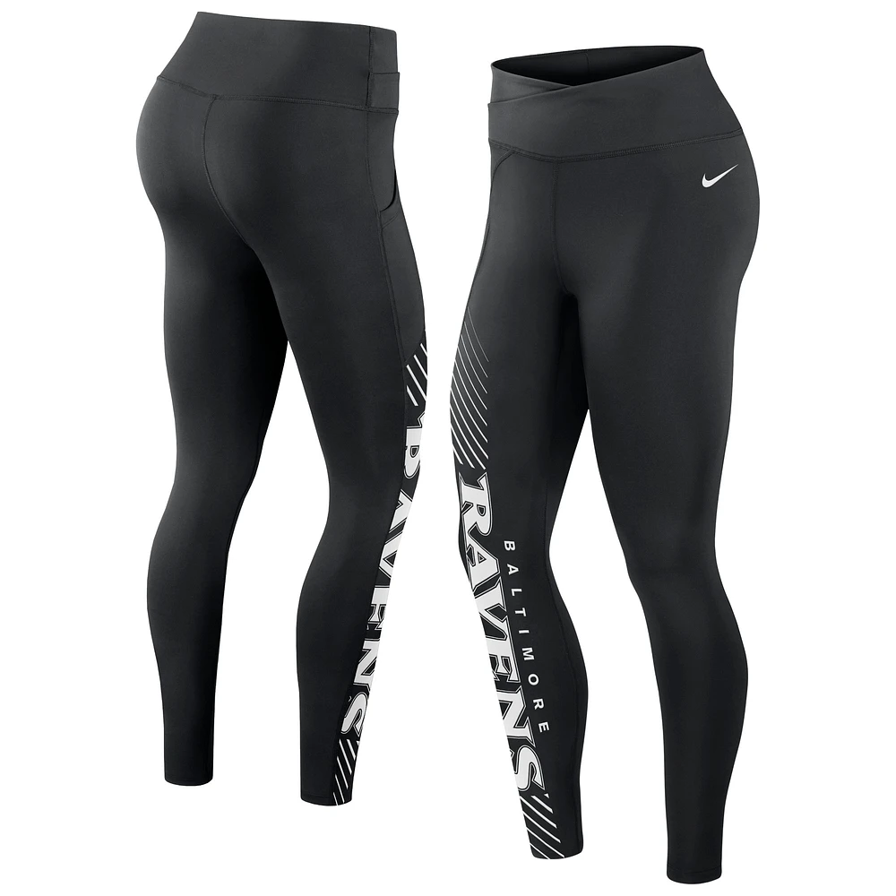 Women's Nike Black Baltimore Ravens Yard Line Crossover Leggings