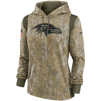 Women's Nike Camo Baltimore Ravens 2021 Salute To Service - Therma Performance Pullover Hoodie