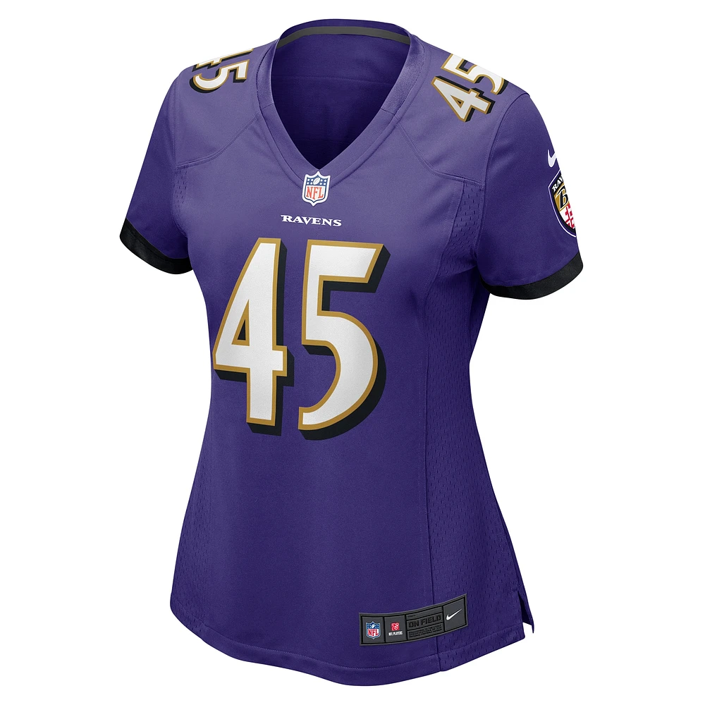 Maillot de match Nike Christian Matthew violet pour femme des Baltimore Ravens