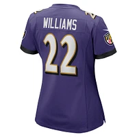 Maillot de match joueur Nike Damarion Williams violet Baltimore Ravens pour femme