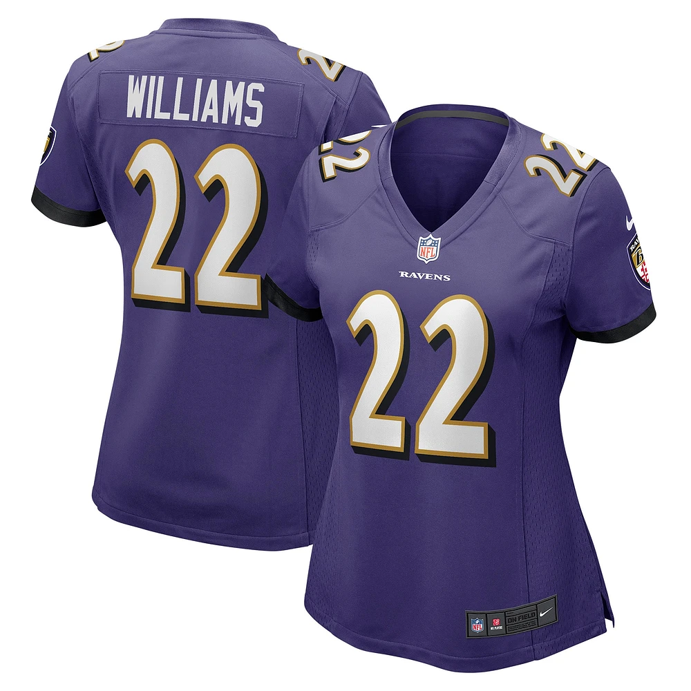 Maillot de match joueur Nike Damarion Williams violet Baltimore Ravens pour femme