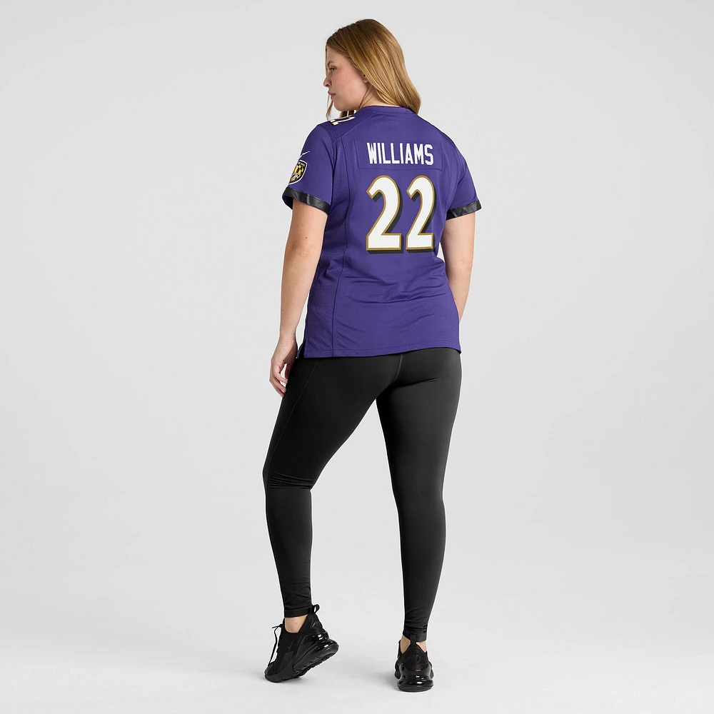 Maillot de match joueur Nike Damarion Williams violet Baltimore Ravens pour femme