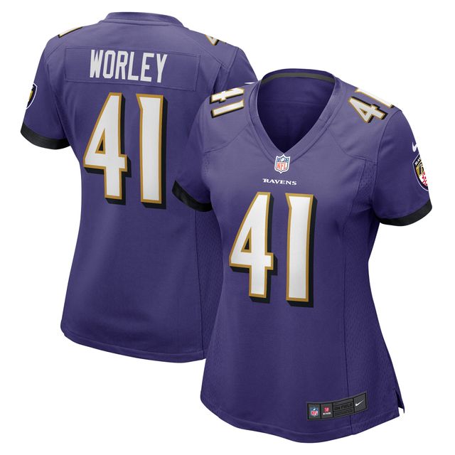 Maillot de joueur match Nike Daryl Worley violet Baltimore Ravens pour femme