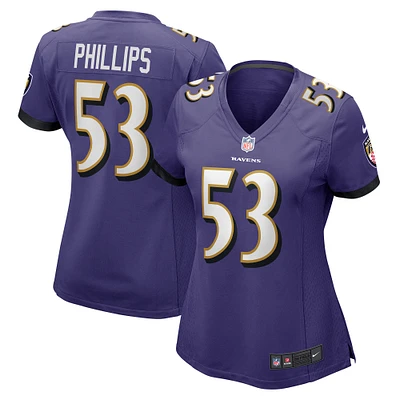 Maillot de joueur match Nike Del'Shawn Phillips violet Baltimore Ravens pour femme