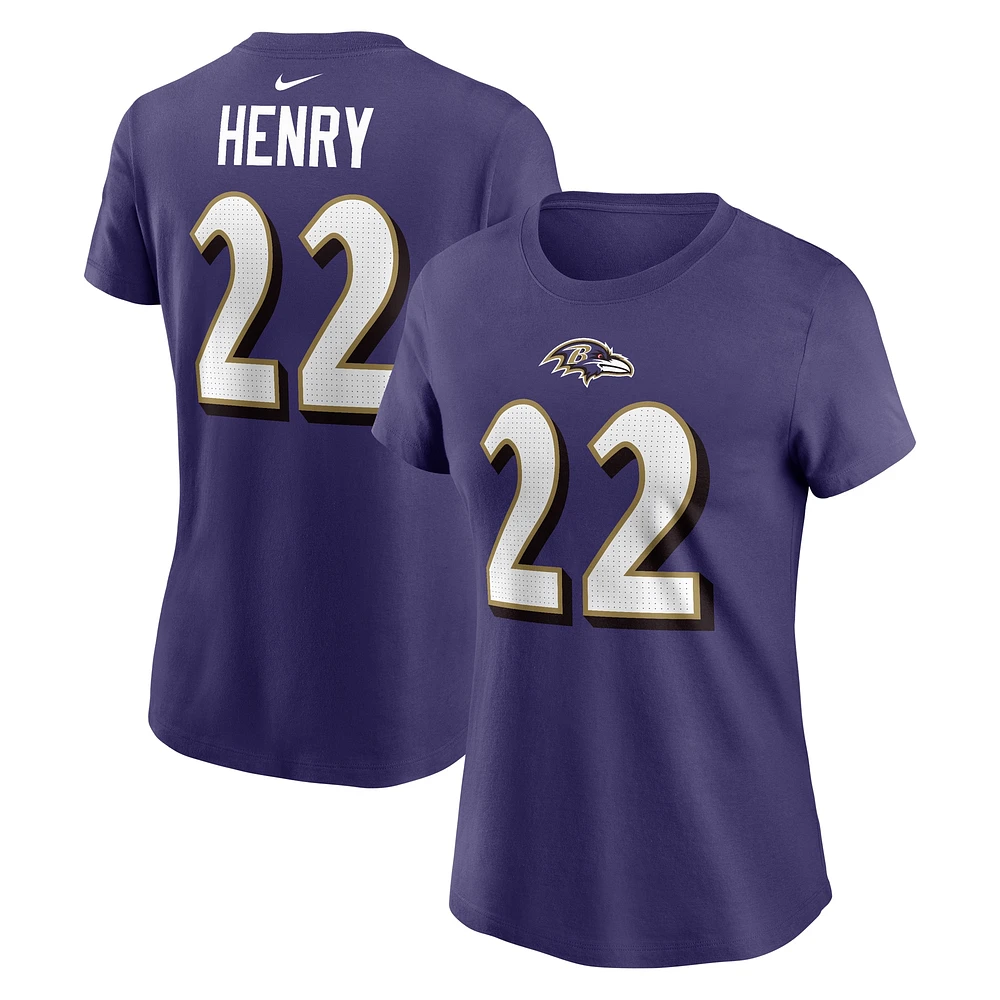 T-shirt avec nom et numéro de joueur Nike Derrick Henry violet Baltimore Ravens pour femme