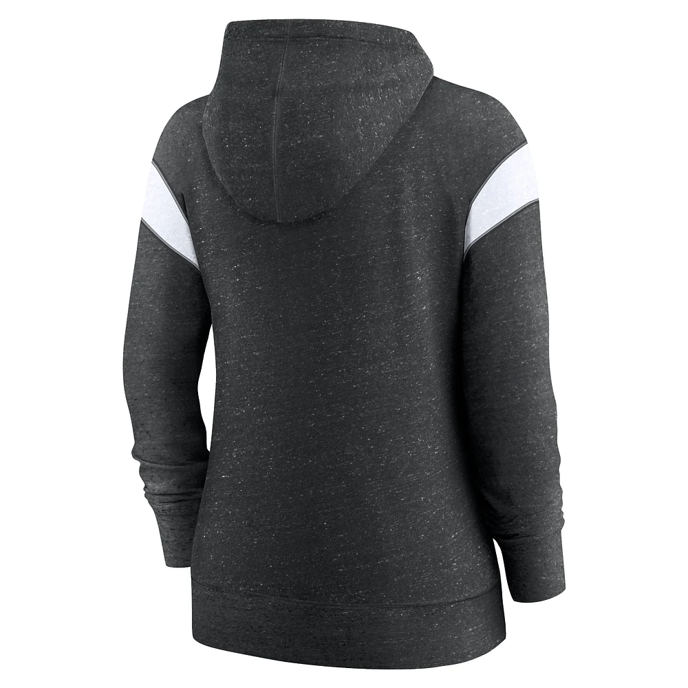 Sweat à capuche léger entièrement zippé pour femme Nike Baltimore Ravens Monaco noir chiné/blanc