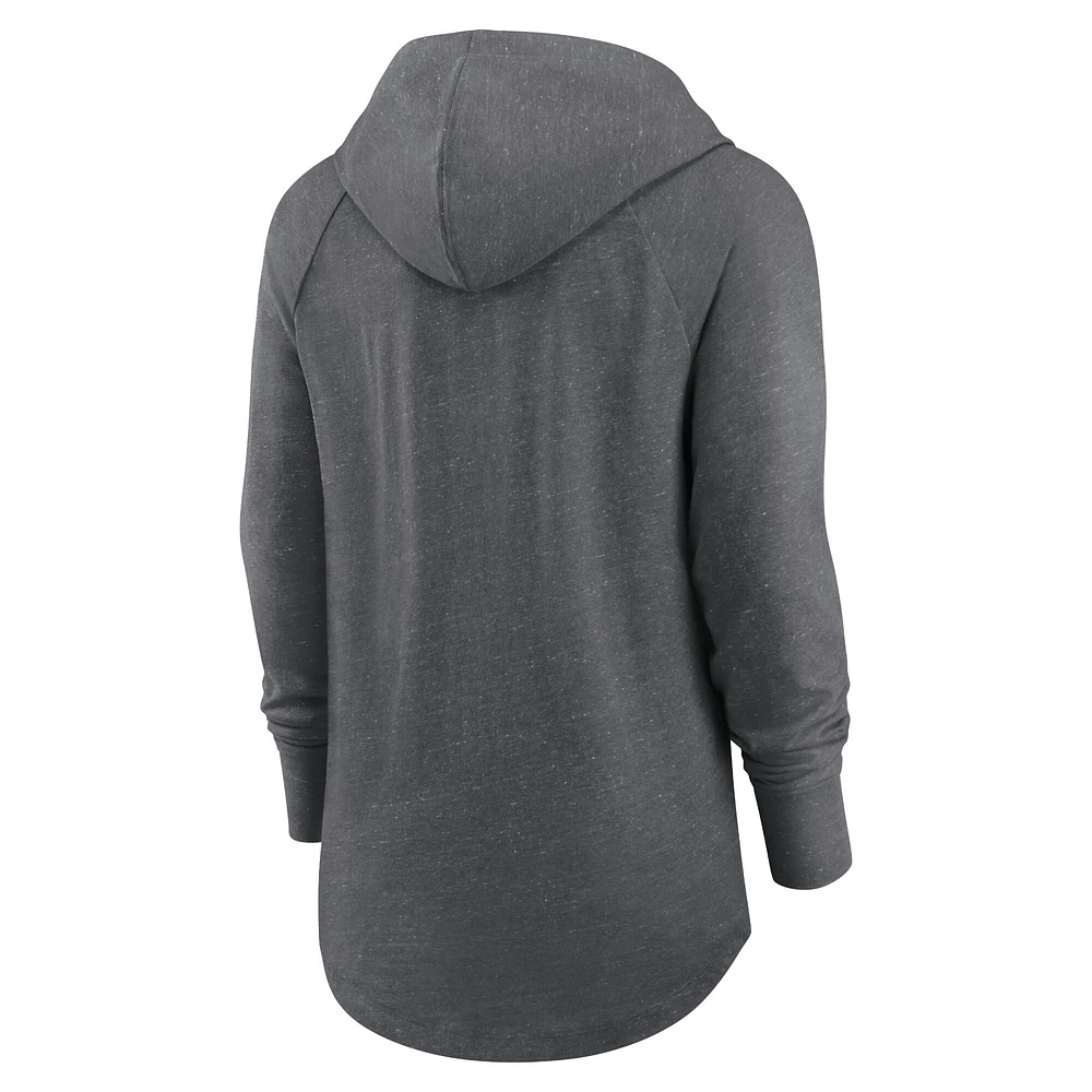Women's Nike Heather Charcoal Baltimore Ravens Raglan Funnel Neck Pullover Hoodie