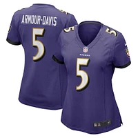 Maillot de joueur jeu Nike Jalyn Armour-Davis violet Baltimore Ravens pour femme