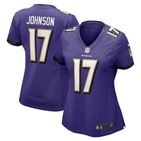 Maillot de match Nike Josh Johnson violet des Baltimore Ravens pour femme