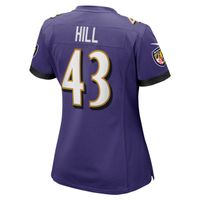 Women's Nike Justice Hill Purple Baltimore Ravens Game Jersey