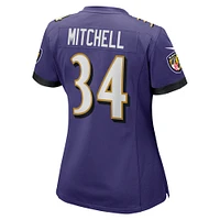 Maillot de match Nike Keaton Mitchell violet Baltimore Ravens pour femme