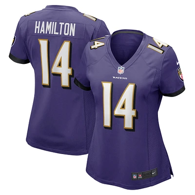 Maillot de match joueur Nike Kyle Hamilton violet Baltimore Ravens pour femme