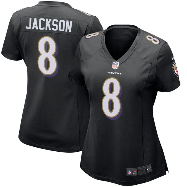 Maillot d'événement de match Nike Lamar Jackson pour femmes, noir, Baltimore Ravens