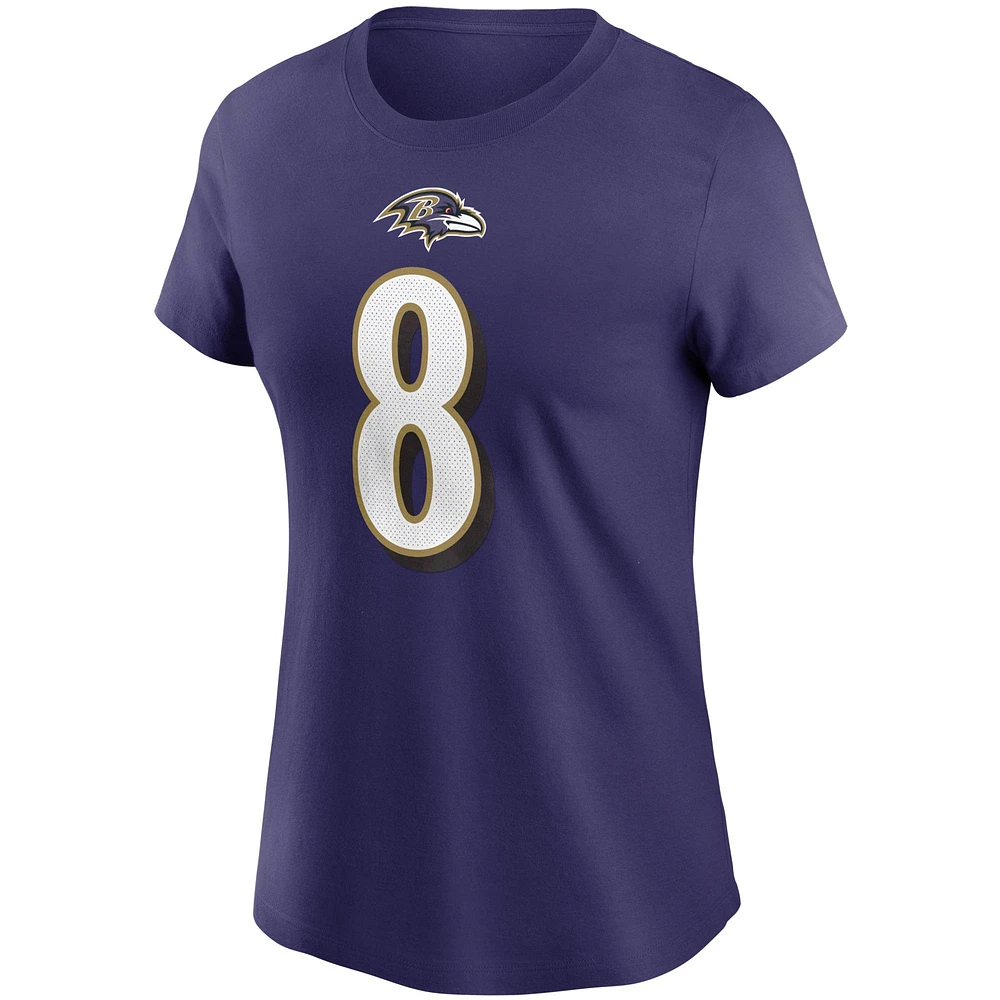 Women's Nike Lamar Jackson Purple Baltimore Ravens Name & Number T-Shirt