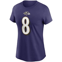 Women's Nike Lamar Jackson Purple Baltimore Ravens Name & Number T-Shirt