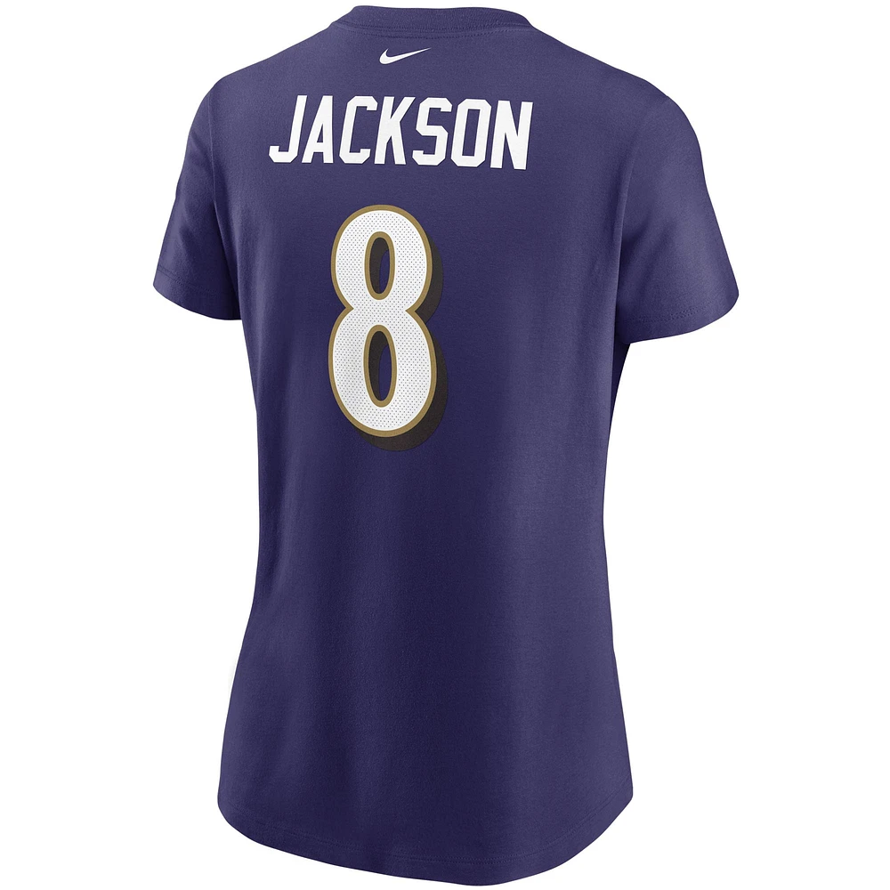 Women's Nike Lamar Jackson Purple Baltimore Ravens Name & Number T-Shirt
