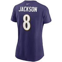 Women's Nike Lamar Jackson Purple Baltimore Ravens Name & Number T-Shirt