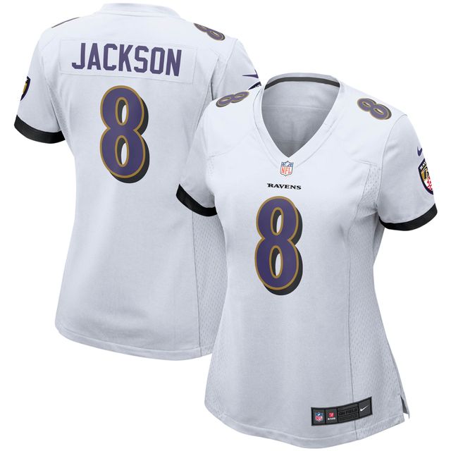 Maillot de match Nike Lamar Jackson blanc Baltimore Ravens pour femme