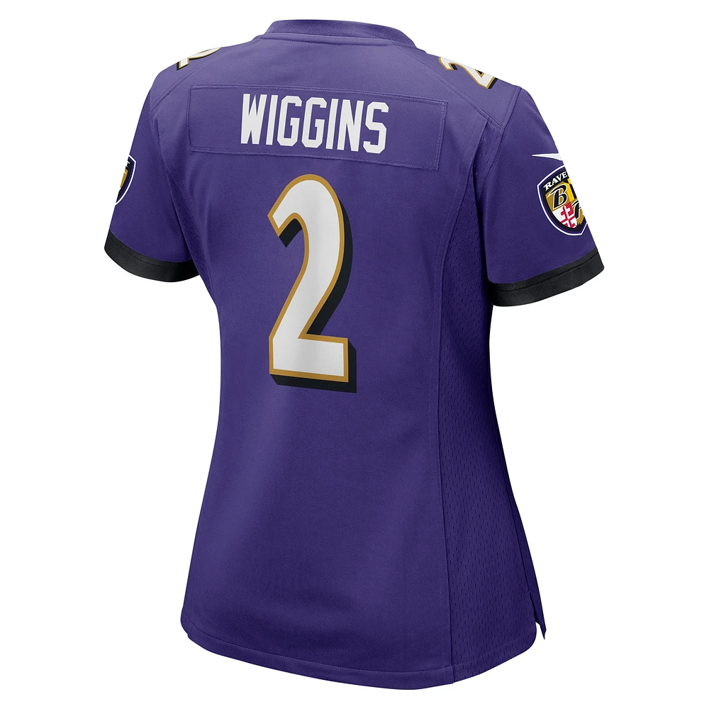 Maillot de match Nike Nate Wiggins violet pour femme des Baltimore Ravens