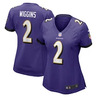 Maillot de match Nike Nate Wiggins violet pour femme des Baltimore Ravens