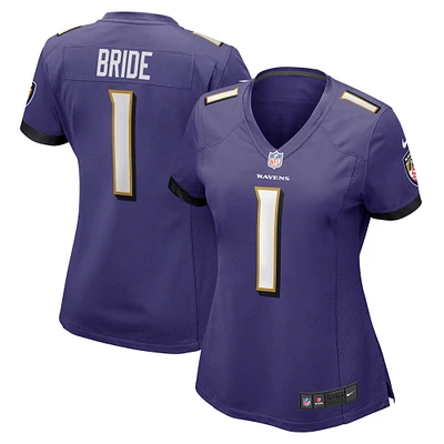 Maillot de match Nike numéro 1 Bride violet Baltimore Ravens pour femme