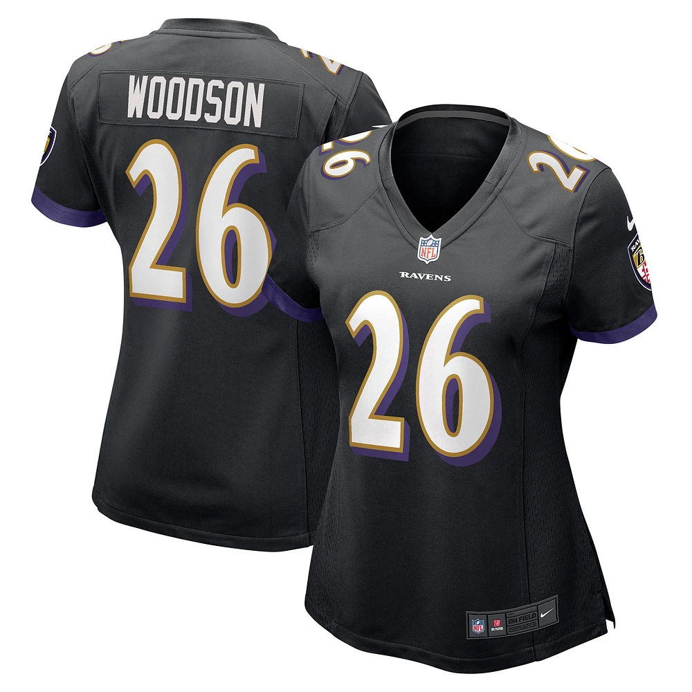 Maillot de joueur retraité Nike Rod Woodson pour femme, noir, Baltimore Ravens