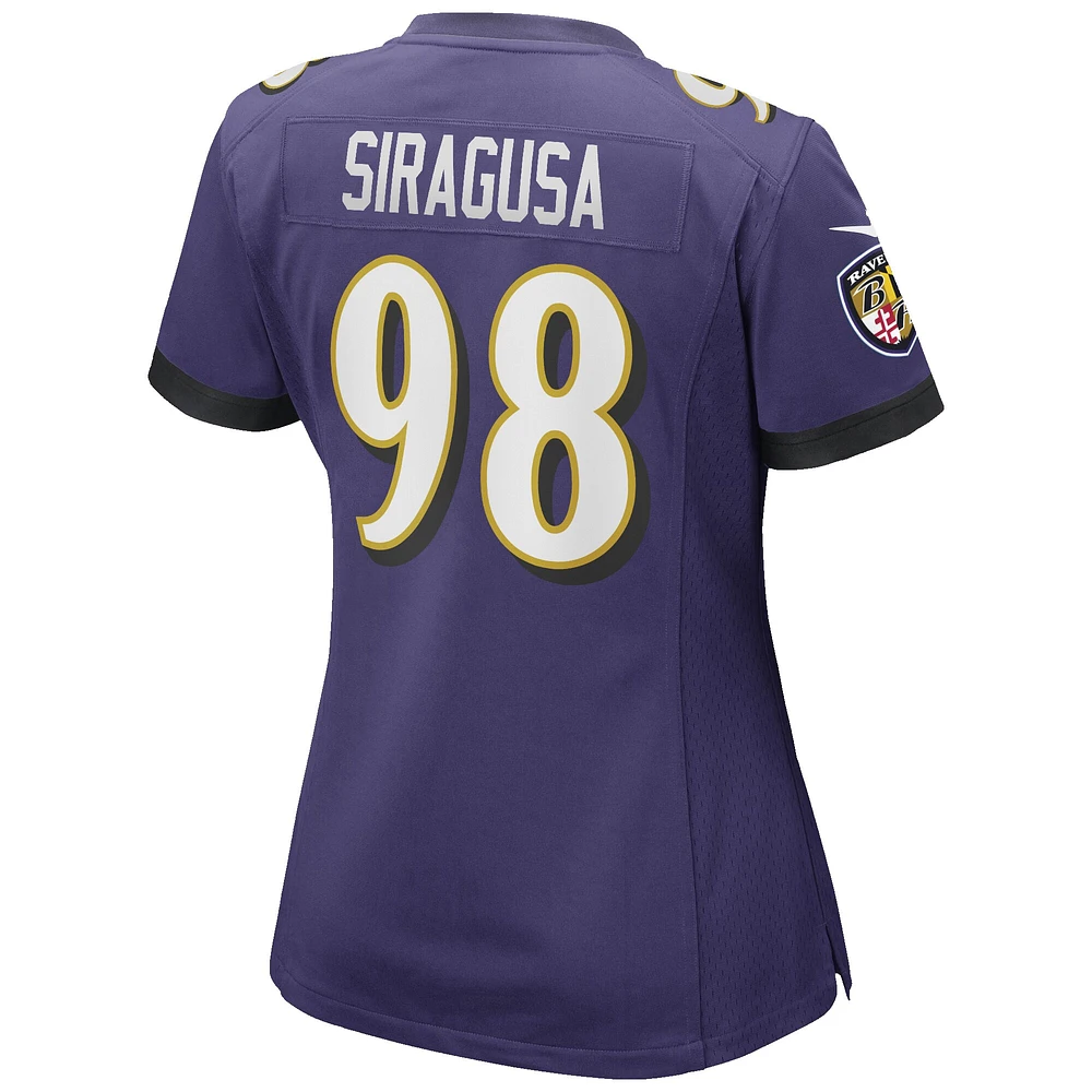 Maillot de joueur retraité Nike Tony Siragusa pour femme des Ravens Baltimore, violet