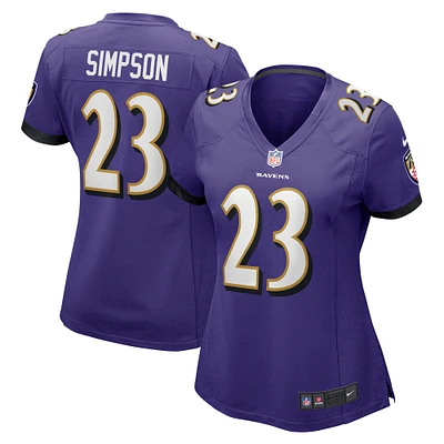 Maillot de match violet Nike Trenton Simpson des Baltimore Ravens pour femme