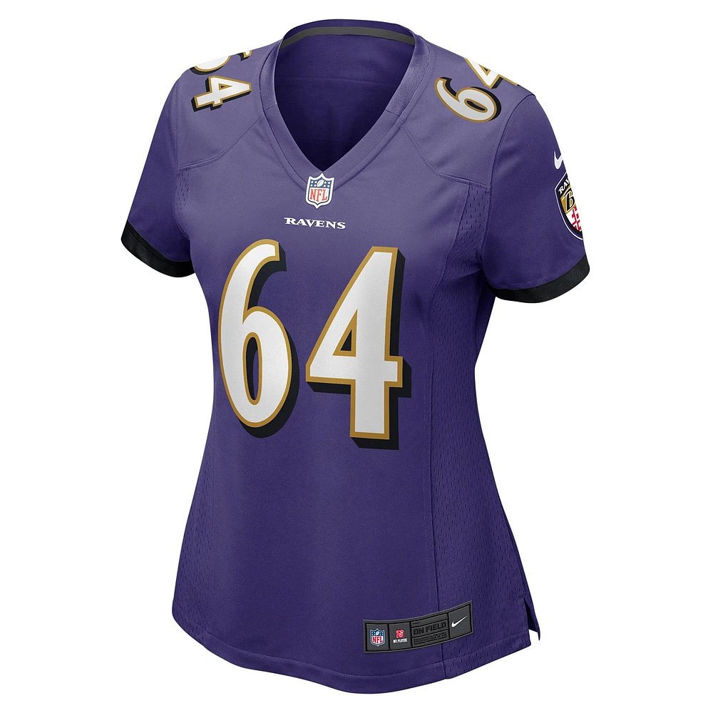 Maillot de match joueur Nike Tyler Linderbaum violet Baltimore Ravens pour femme