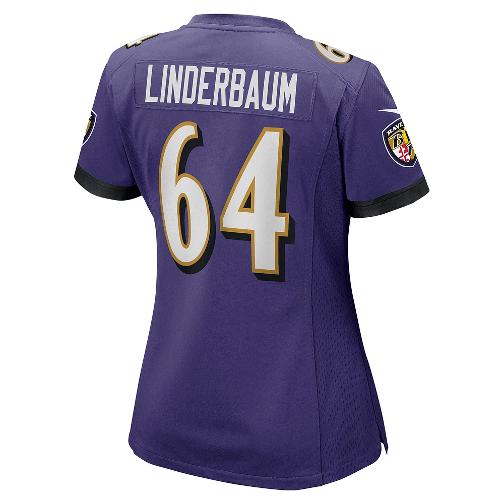 Maillot de match joueur Nike Tyler Linderbaum violet Baltimore Ravens pour femme