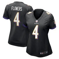 Maillot de match d'équipe Baltimore Ravens Nike Zay Flowers noir pour femme