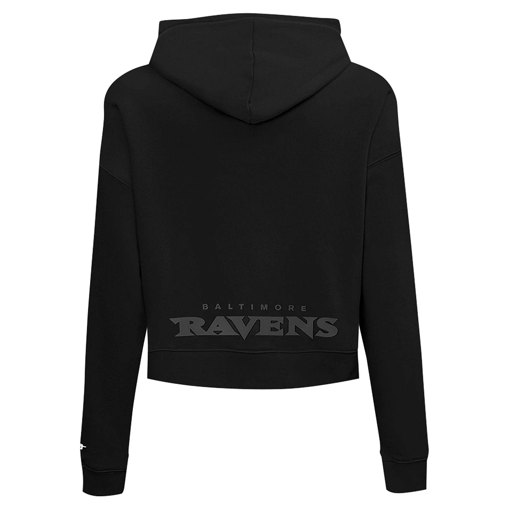 Women's Pro Standard Black Baltimore Ravens Jeweled Cropped Pullover Hoodie