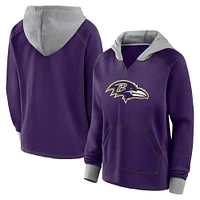 Sweat à capuche col en V violet pour femme Baltimore Ravens Boom Fleece