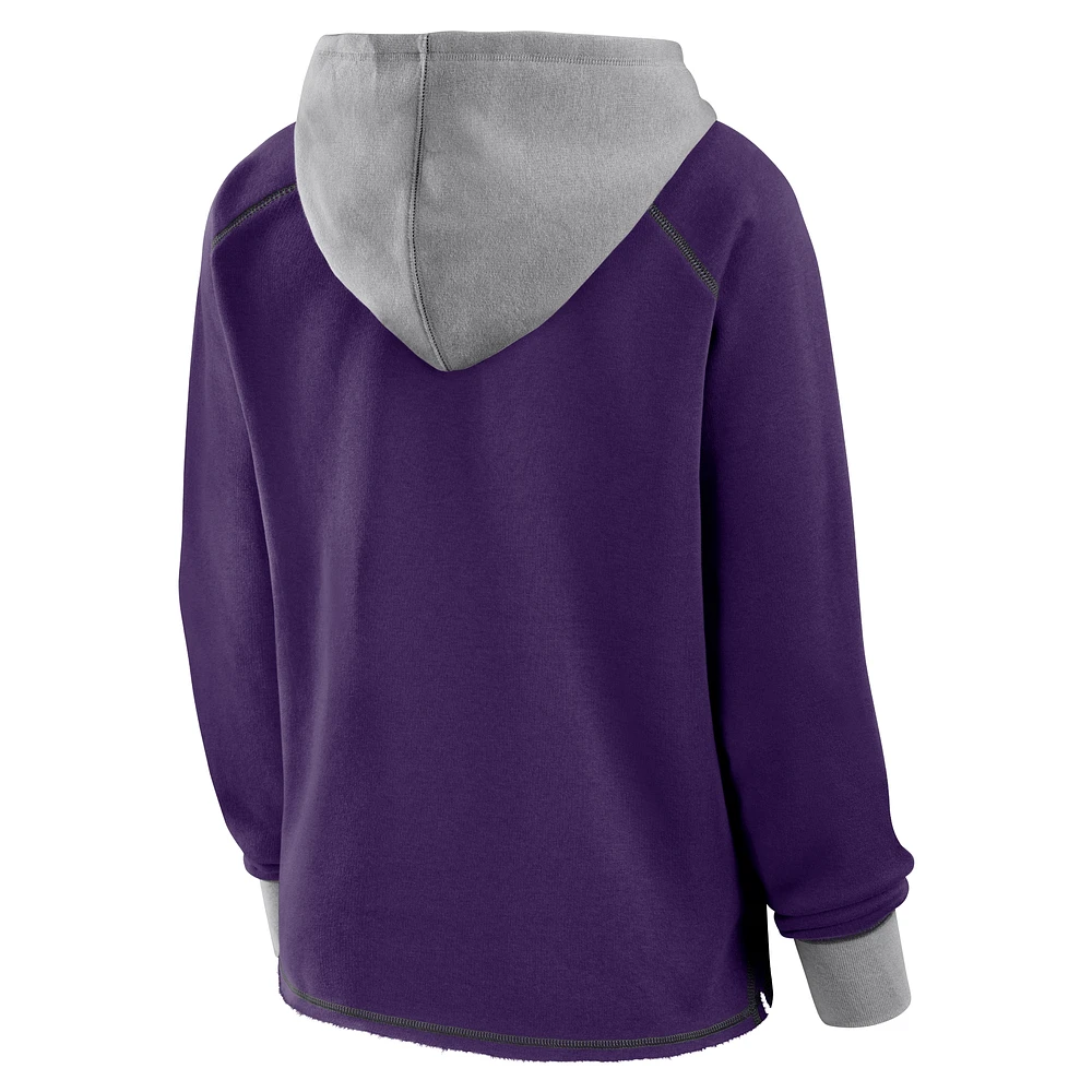 Sweat à capuche col en V violet pour femme Baltimore Ravens Boom Fleece