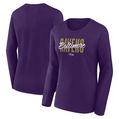 T-shirt violet à manches longues pour femme Baltimore Ravens Grip