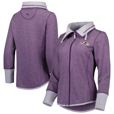 Baltimore Ravens Tommy Bahama Women's Sport Sun Fade Full-Zip Sweatshirt - Heathered Purple
