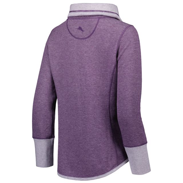 Sweat-shirt Tommy Bahama pour femme violet chiné Baltimore Ravens Sport Sun Fade Full-Zip