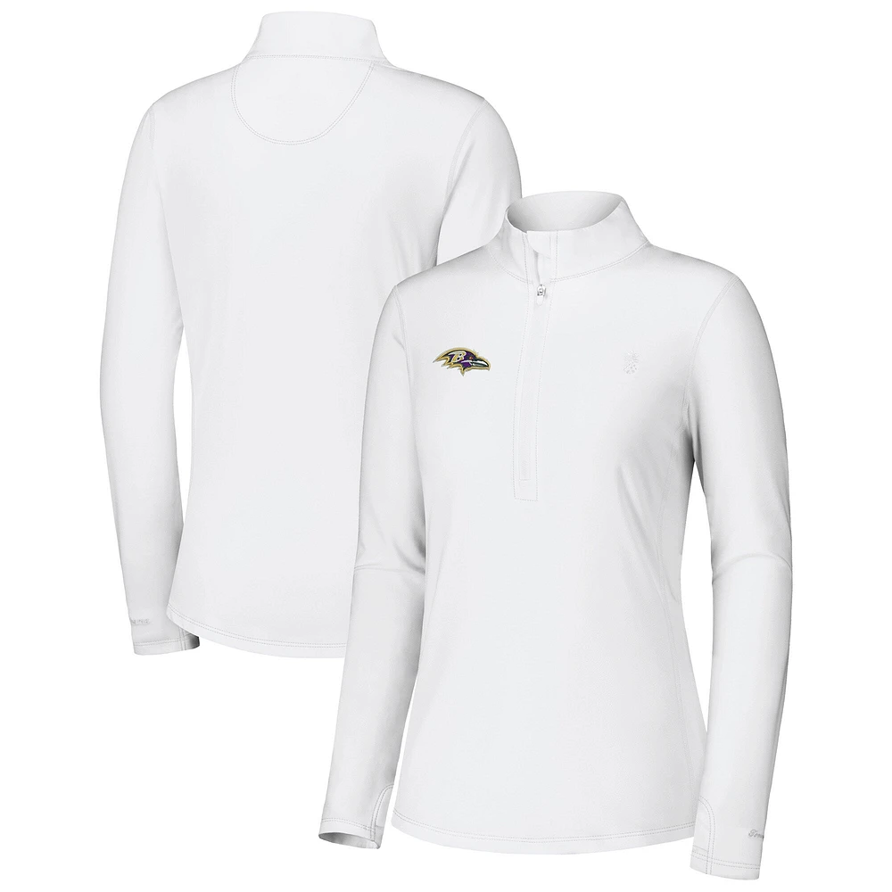 Women's Tommy Bahama White Baltimore Ravens Sport Playa Vista Quarter-Zip Jacket