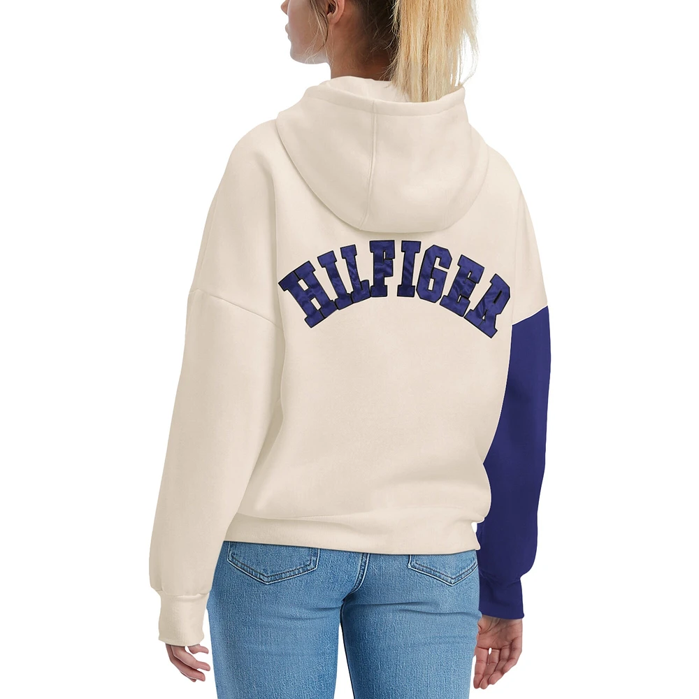 Sweat à capuche Tommy Hilfiger crème/violet Baltimore Ravens Harriet pour femmes