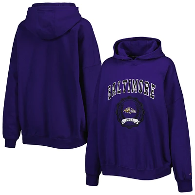 Sweat à capuche Tommy Hilfiger Ravens Baltimore Becca pour femme avec épaules tombantes violet