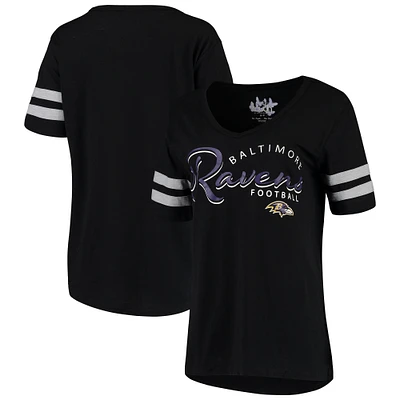 Baltimore Ravens Touch Women's Triple Play V-Neck T-Shirt - Black