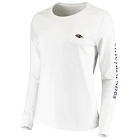 T-shirt blanc à manches longues avec casque Vineyard Vines pour femmes des Ravens de Baltimore