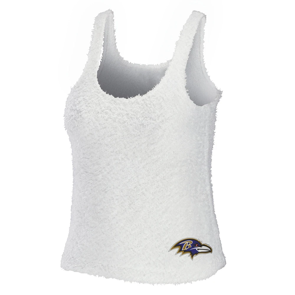 Women's WEAR by Erin Andrews Cream Baltimore Ravens Plus Cozy Scoop Neck Tank Top & Pants Set