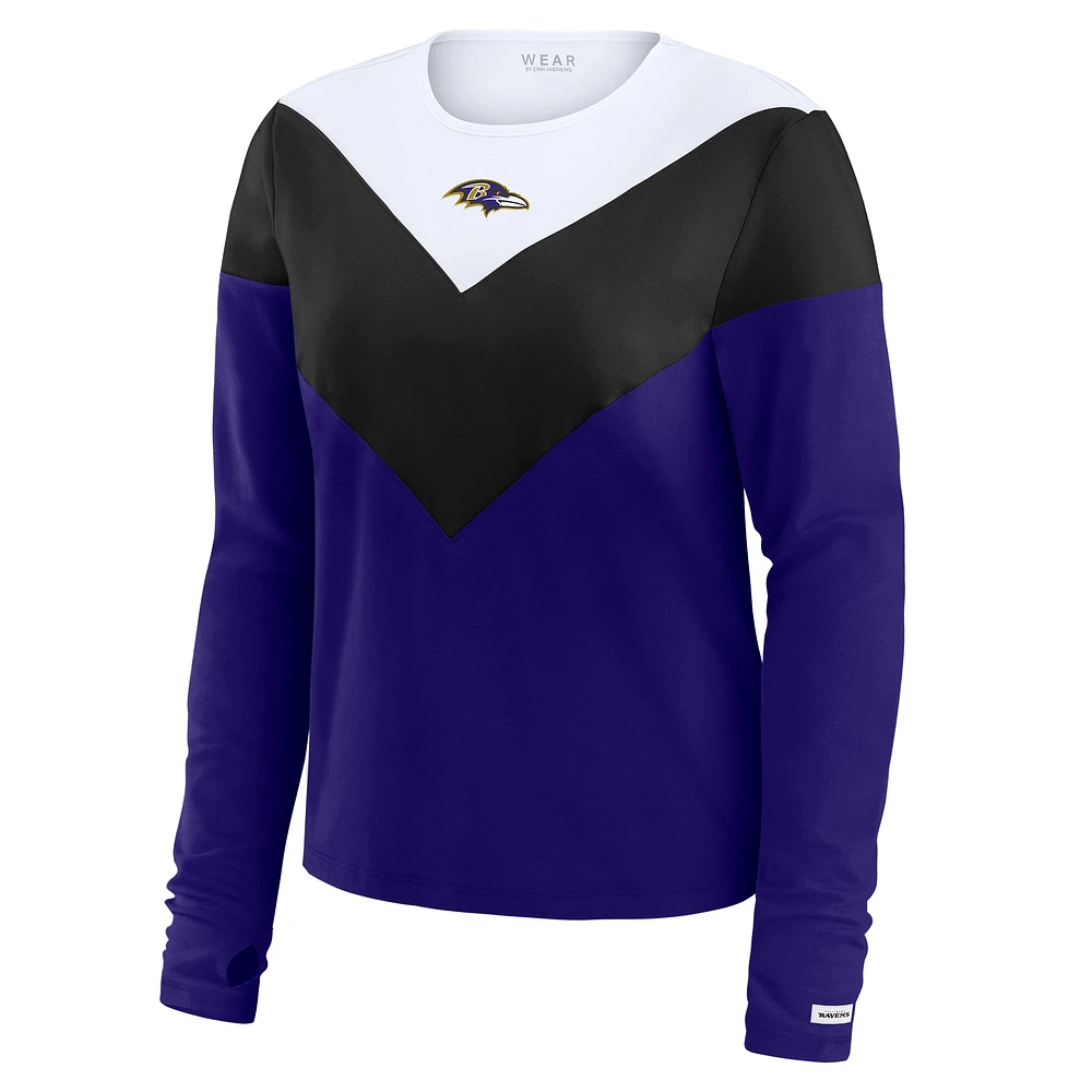 Women's WEAR by Erin Andrews Purple/Black Baltimore Ravens Chevron Tri-Blend Long Sleeve T-Shirt