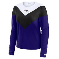 T-shirt à manches longues chevrons violet/noir Baltimore Ravens pour femme WEAR by Erin Andrews