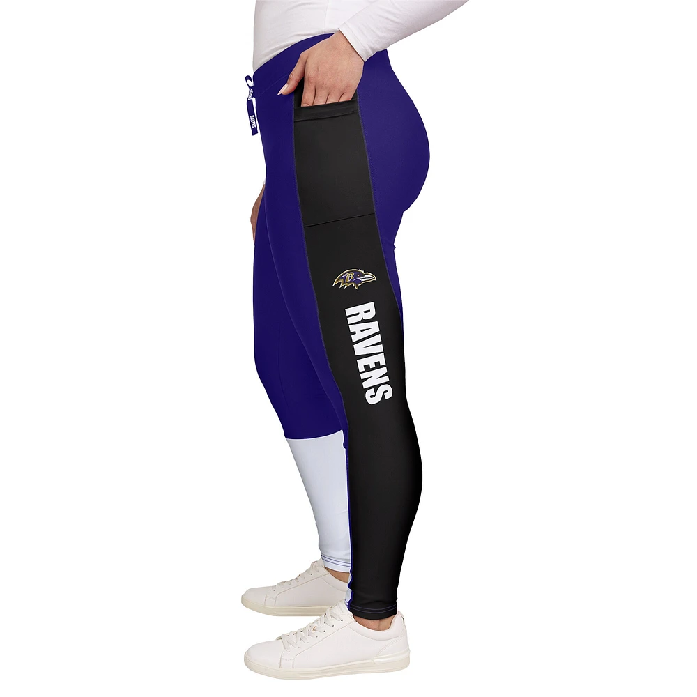 Leggings à blocs de couleurs violet/noir Baltimore Ravens WEAR by Erin Andrews pour femme